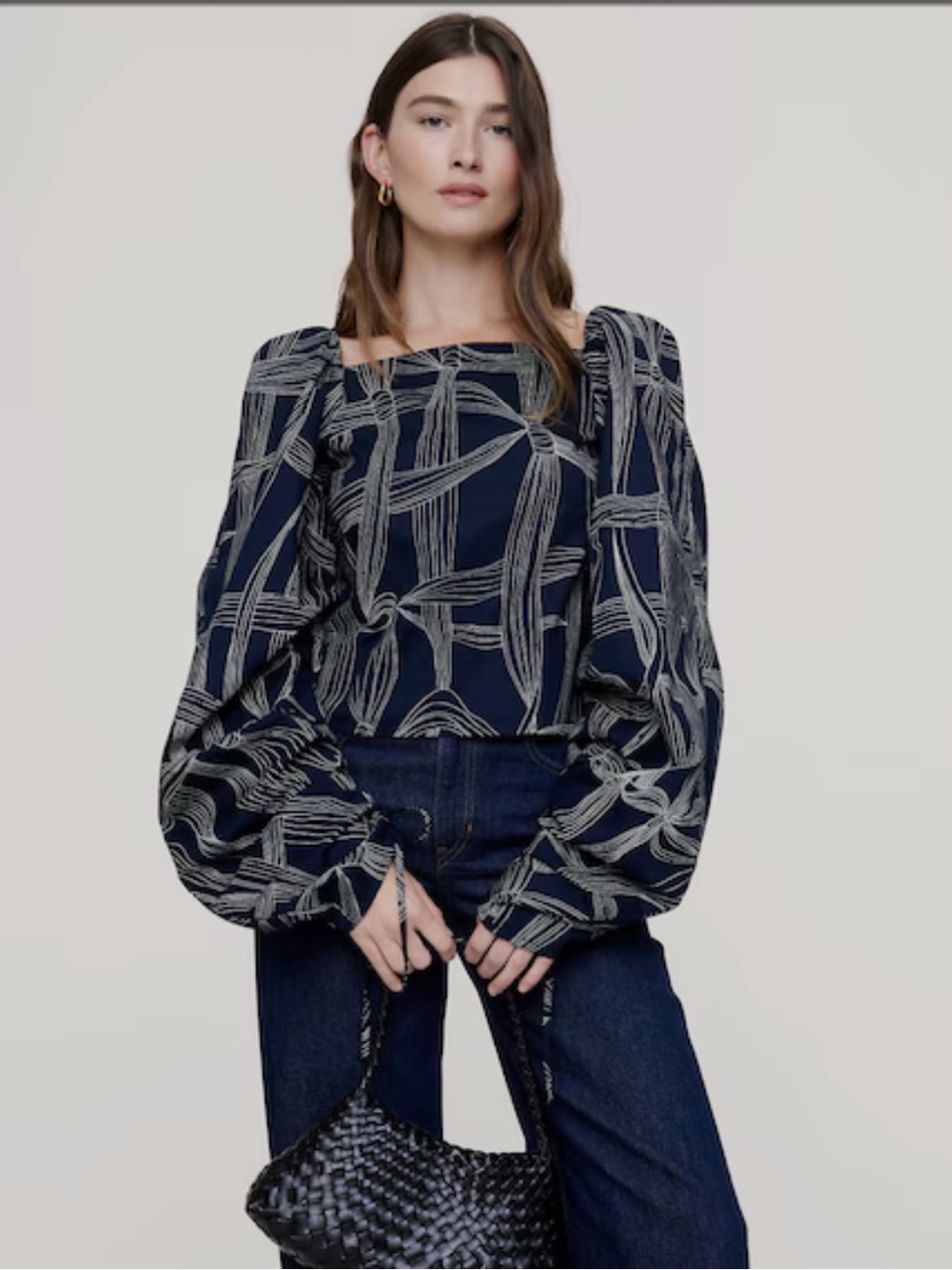 Bandana Republic Stretch-Cotton Square-Neck Top
